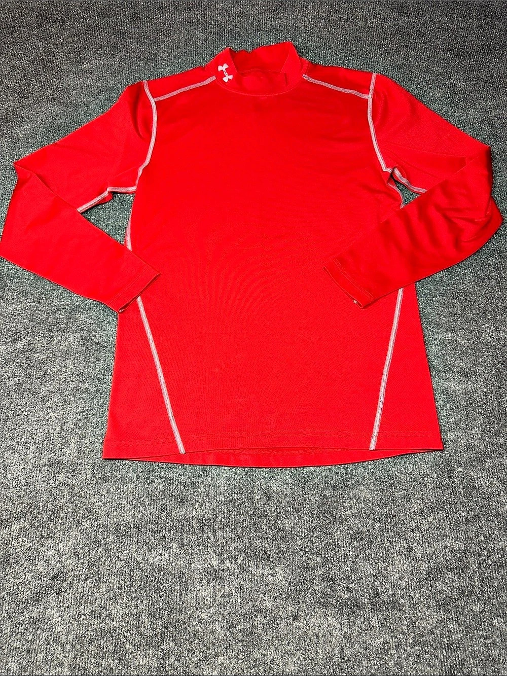 Under Armour Mock Neck Compression Long Sleeve Shirt Red Small